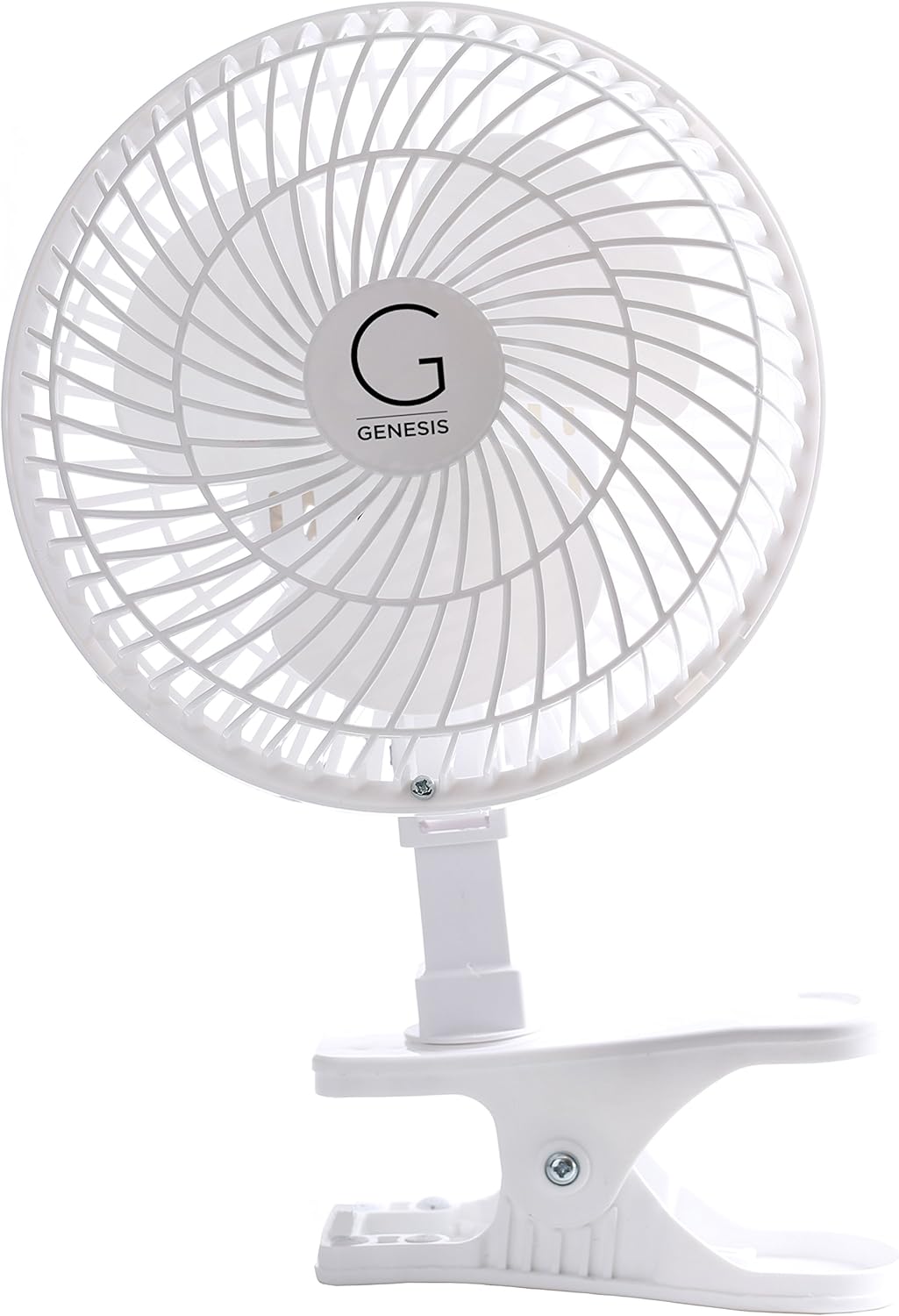 Genesis 6-Inch Clip Fan, Convertible Table-Top & Clip Fan with Two Quiet Speeds, Ideal for Home, Office, White