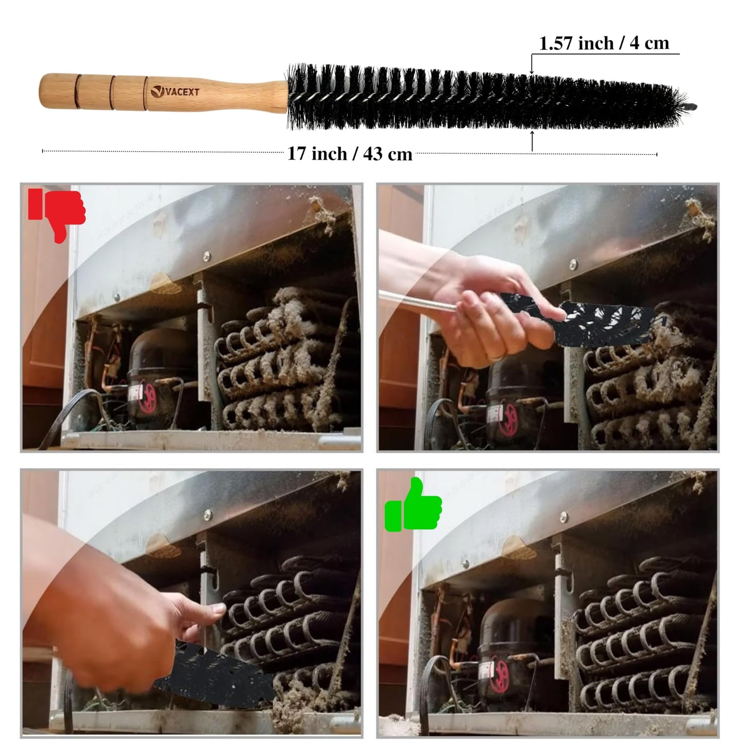 Vacuum Accessories & Attachment Compatible with Dyson V7 V8 V10 V11 V15 V6 DC58 DC59 - Dryer Vent Cleaner Kit & Refrigerator Condenser Coil Brush- Flexible Crevice Tool for Small Crevice