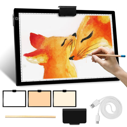 Mlife A4 Light Pad Rechargeable Light Board for Diamond Painting with 3 Colors Temperature,Built in Battery Light Box,Stepless Brightness,Rechargeable Ultimate Light Tracing Board for Sketching