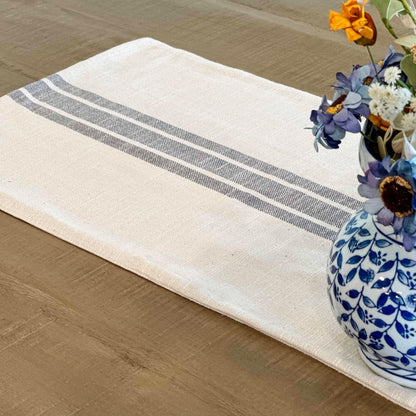 Market Place Gray Grain Sack Stripe Table Runner, 13" x 72", Farmhouse Style Gray and Cream Tabletop D cor