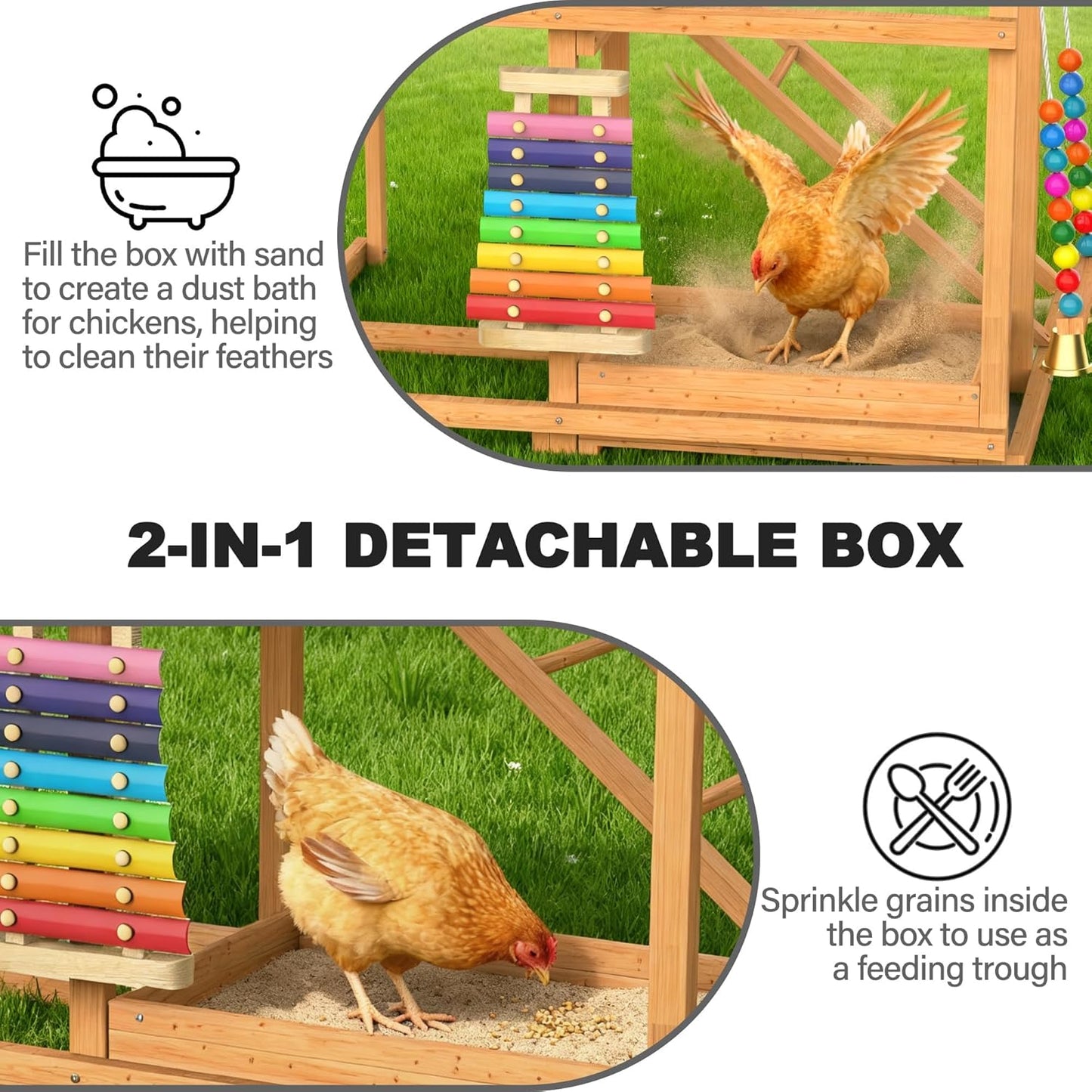 Multi-Functional Chicken Perch with Swing and Xylophone Toy