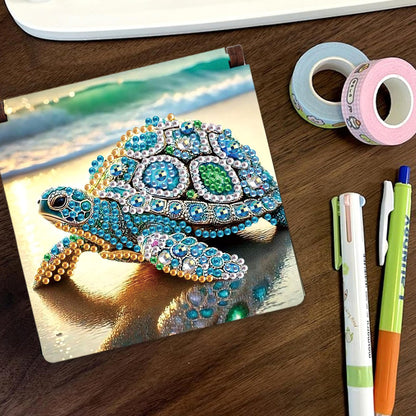 JISHSHAY Diamond Painting Note Box Sea Turtle Diamond Art Notecard Box Gem Art Sticky Note Holder Gem Painting Embroidery Kit Mosaic Kits for Adults Memo Pad Holder, Contains 160 Sheets of Paper