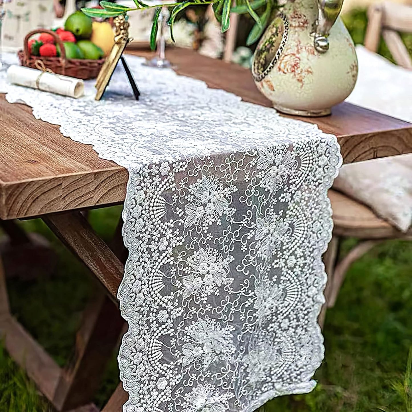 Insparkle Living 36"-Vintage Short Lace Table Runner Small Lace Runners Doilies Dresser Scarf for Bedroom, End Table