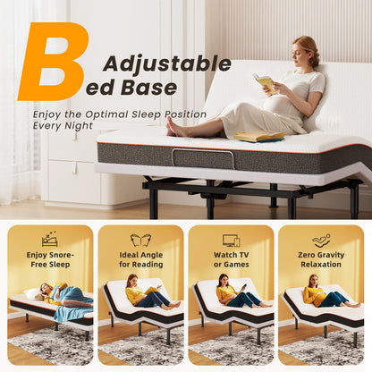 Yireehome Adjustable Bed Frame Queen with Massage, Wireless Remote, Head Foot Incline, USB, Underbed Light Easy Assembly, Zero Gravity, Bed Frame Basic with Quiet Motor