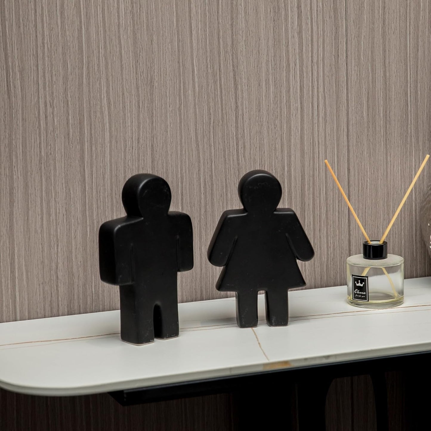 Defined Deco Ceramics Figures Decorative Objects, Funny Bathroom Decor for Shelves, Cute Modern Black Bookshelf Decor
