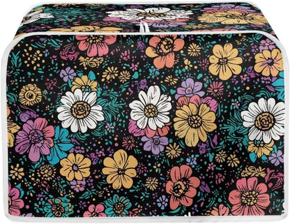 Flower 2 Slice Bread Maker Cover, Dustproof Toaster Cover for Standard Size Kitchen Appliances
