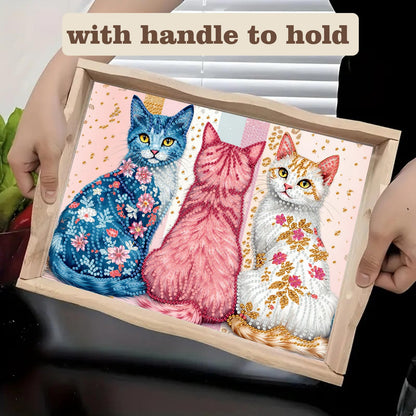 SHLUHA Diamond Art Kits for Adults Wooden Serving Trays with Handle Food Tray for Breakfast Home Decor Gift