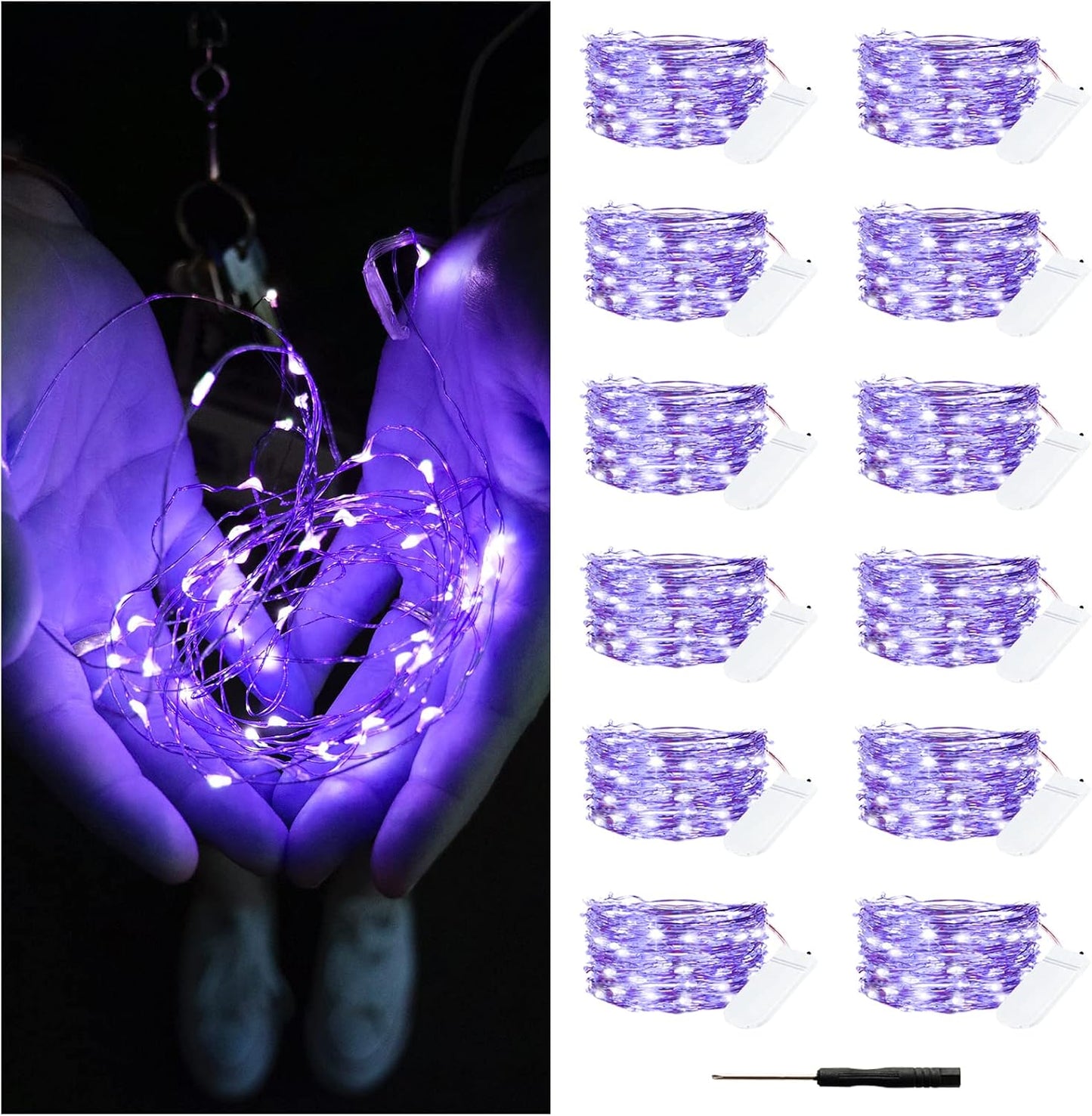 12 Pack Lights7FT 20LED Bexdir Fairy Lights Battery Operated String Waterproof Silver Wire Christmas Lights