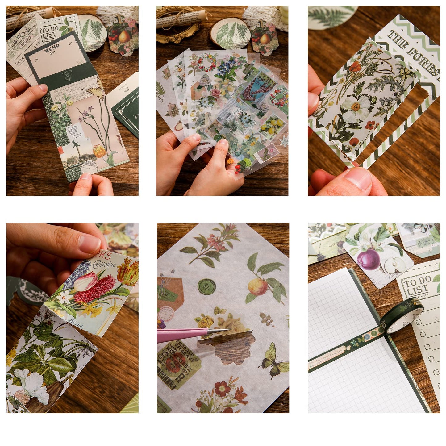 Scrapbooking Supplies Kit, Vintage Botanical Aesthetic Scrapbook Kit for Bullet Junk Journal, Stationery, A6 Grid Notebook, Flower DIY Journaling Supplies, Birthday Craft Gift for Teen Girl Women