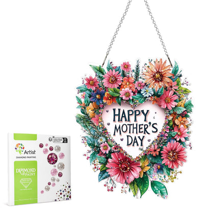 MAXBYE Diamonds Painting Kits Hanging Pendant, Special Shaped Crystal DIY Mother's Day Flowers Diamond Art, Diamond Art for Beginners DIY Crafts, Window Pendant Ornament for Home Decoration, 7.8in