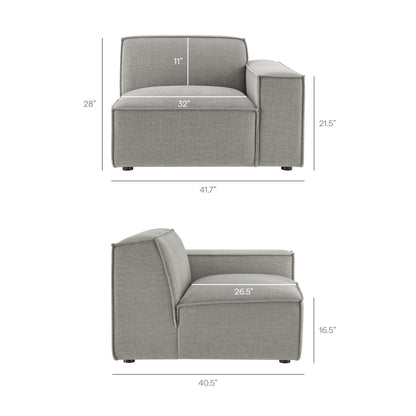 Modway Restore Performance Fabric Upholstered 4-Piece Modular L-Shaped Sofa in Pewter – Sectional Couch with Right-Facing Armchair, Armless Chair, Corner Chair, and Left-Facing Chaise