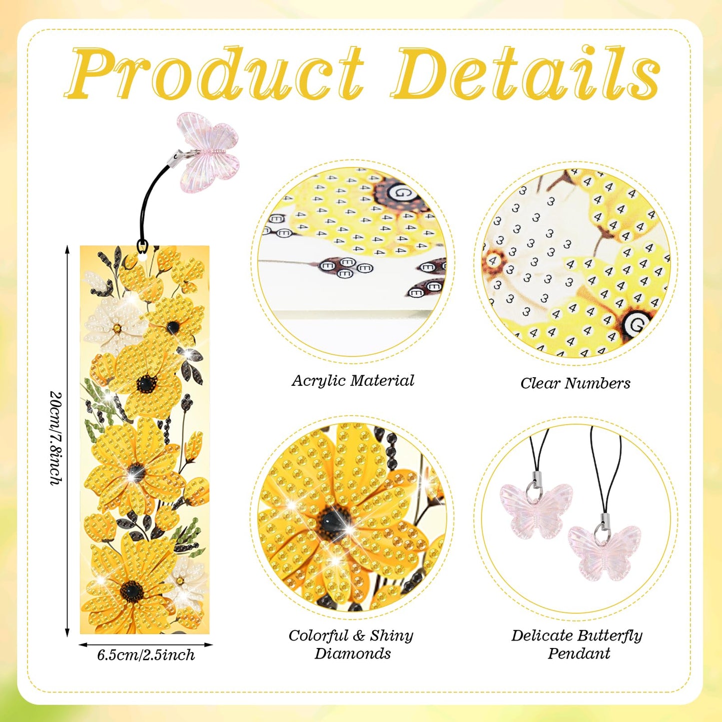 4pcs Flower Diamond Art Bookmarks Kit Floral Diamond Bookmarks for Adults 5D DIY Diamond Art Kit for Spring Reading Lover Book Lover Students DIY Gem Crafts Gift