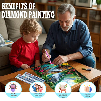 DOZEEZOP 4 Pack 5D Diamond Painting Kits for Adults, Landscape Diamond Art Kits for Beginners of All Ages, Round Full Drill Painting by Numbers Crafts Home Wall Decor 12 x 16 Inches Red