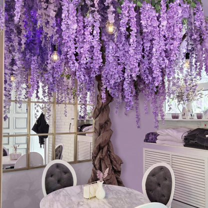 Giegxin DIY Wisteria Tree Hanging Flowers Branches 3D Paper Blossom Tree for Home Classroom Wall Spring Decor Fake Ceiling Flowers 20 Wisteria Branches for Indoor Bedroom Forest Background(Pruple)