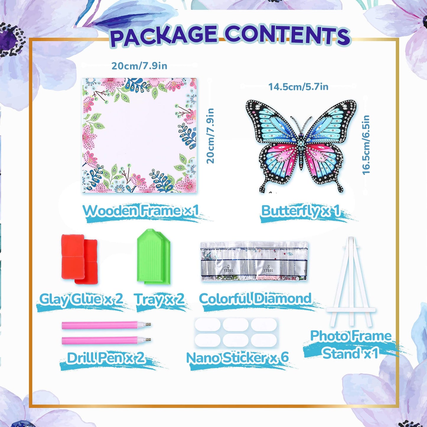 Arts and Crafts for Kids Age 8-12, 3D Pink Butterfly Diamond Art Kits, Gifts for Kids Age 6 7 8 9 10 with Plastic Easels DIY Gem Art Foldable Clear Butterfly Painting with Frame for Home Decor