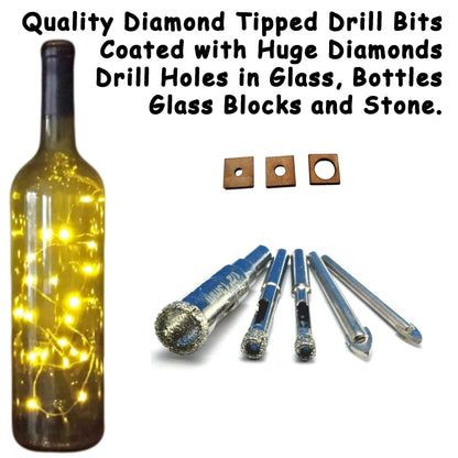 Mirror Cutting Tool - Kit for Glass – Drill Bits and Hole Saw Make Bottle Lights, Bird Feeders, Drainage in Pots, Cut Plates for Crafts, with Instructions How to Cut Mirrors and Drill Holes in Glass