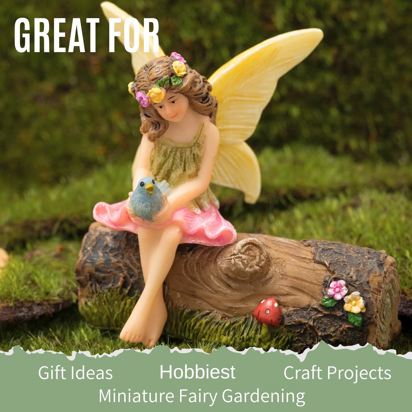 PRETMANNS Fairy Garden Fairies Outdoor Indoor Accessories Kit - Miniature Fairy Figurines Set with Garden Fairy Figures - Small Fairies Figurines for Fairy Gardens Village Decorations – 2 Items