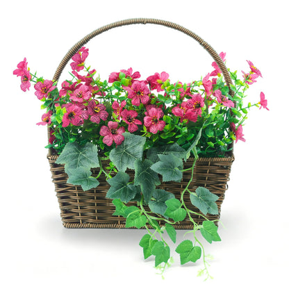 CZWBE 14" H Artificial Plumeria Grape Leaf Flower Basket,50 Silk Floral Arrangements Artificial for Living Room,Office,Wedding & Porch Decor（Magenta）