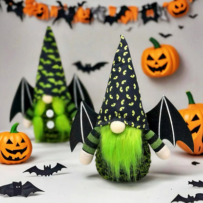 Dylayos Halloween Gnomes Decorations for Home, Set of 2 Plush Bat Wing Gnomes, Handmade Tomte Gnome Dolls for Halloween Decor, for Women, Christmas, Party