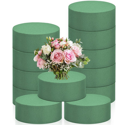 24 PCS Round Floral Foam Blocks,Green Wet Foam Block,Dry Floral Foam,Wet Florist Block Flower Arrangement Supplies for Wedding Aisle Flowers,Arty Decoration,Party
