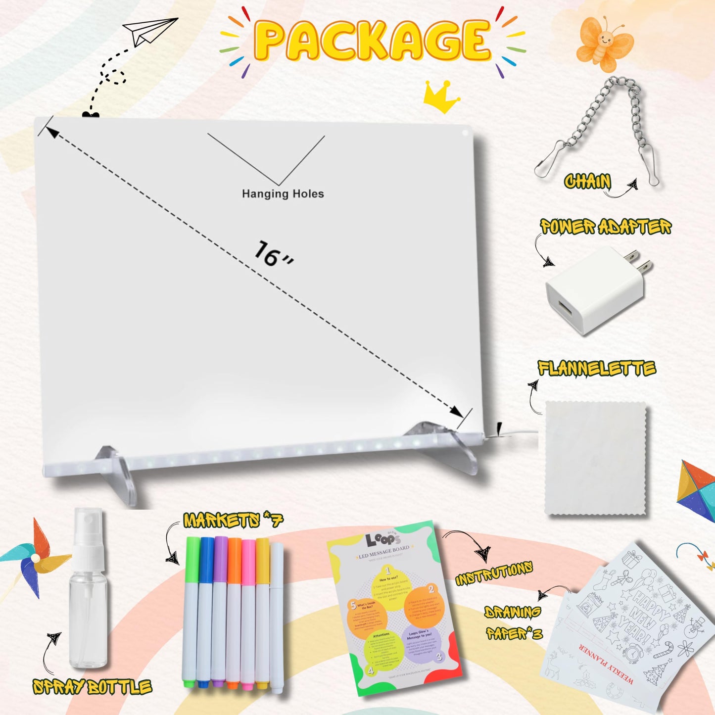 Led Drawing Board,13 Light Effects, Include Adapter, Drawing Paper, Glow Doodle LED Note Board with Colors, Neon Light Up Drawing Tablet, Gifts for Kids, Easter Gifts for Girls, Birthday Gift Ideas