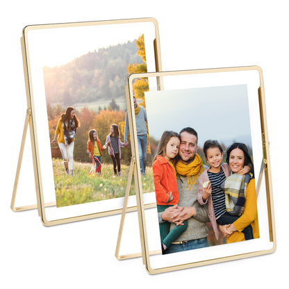 Sheffield Home Floating Metal Photo Frame – Modern Display Frame for Wall or Tabletop, 8x10 Inch, Gold