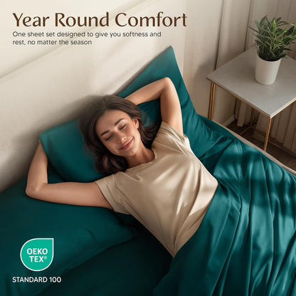 Utopia Bedding Queen Size Sheet Set - Soft, Breathable Microfiber, 4-Piece in Teal Green | Oeko-Tex Certified