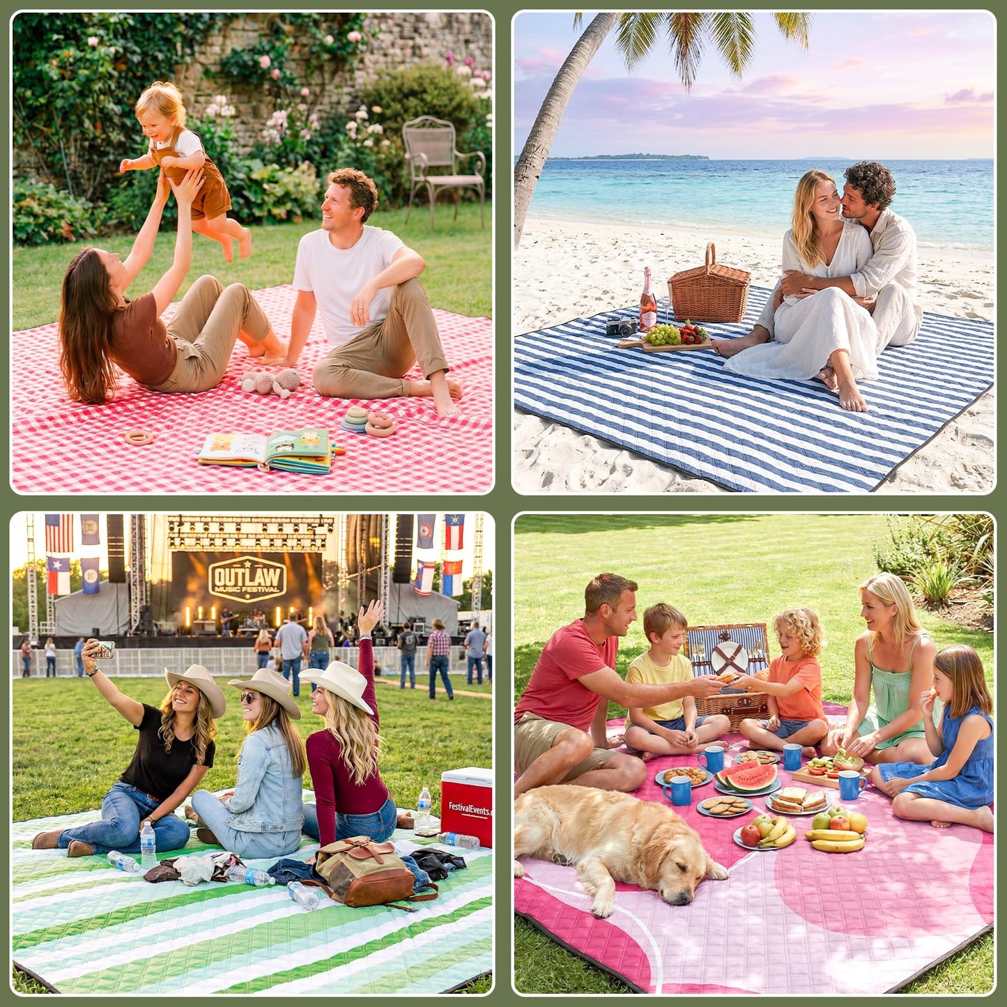 Genovega Waterproof Sandproof Beach Blanket Picnic Outdoor Mat Extra Large Foldable Sand Free Big Giant XL Towel Car Essential Roadtrip Gadget Rv Accessories Gear Must Haves Hiking Items Necessities