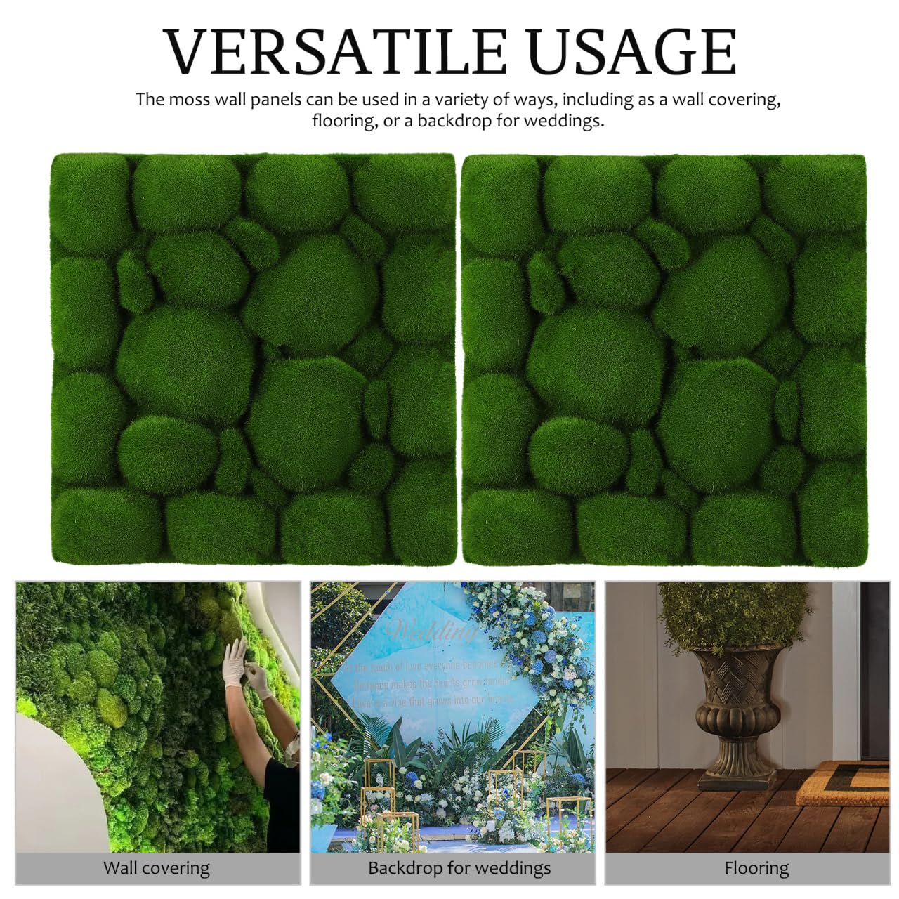 Baluue Artificial Moss Wall Panels 11.81 Inch Faux Green Wall Decor 2-Pack for Indoor Outdoor Landscape Plant Accent Easy Install Micro Moss Backdrop