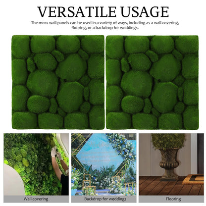 Baluue Artificial Moss Wall Panels 11.81 Inch Faux Green Wall Decor 2-Pack for Indoor Outdoor Landscape Plant Accent Easy Install Micro Moss Backdrop