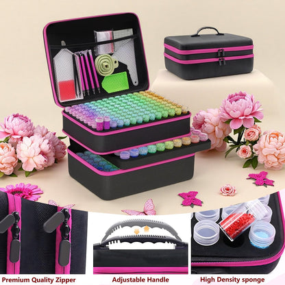 GZWENHAN 246 Slots Diamond Painting Storage Container, Diamond Painting Accessory kit, Diamond Art Accessories and Jewelry Craftsmanship Beads Storage Box, (Rose red)