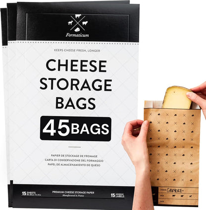 45-Pack 6.25 11 Formaticum - Cheese Storage Bags - x Wax Paper Bags to Keep Cheese or Charcuterie Fresh - Professional