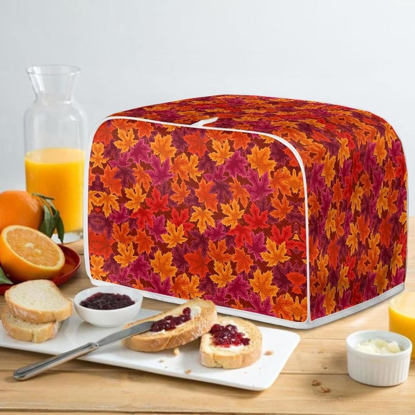 Thanksgiving Maple Leaf Toaster Cover, Dustproof 2 Slice Bread Maker Cover, Small Kitchen Appliance Protection