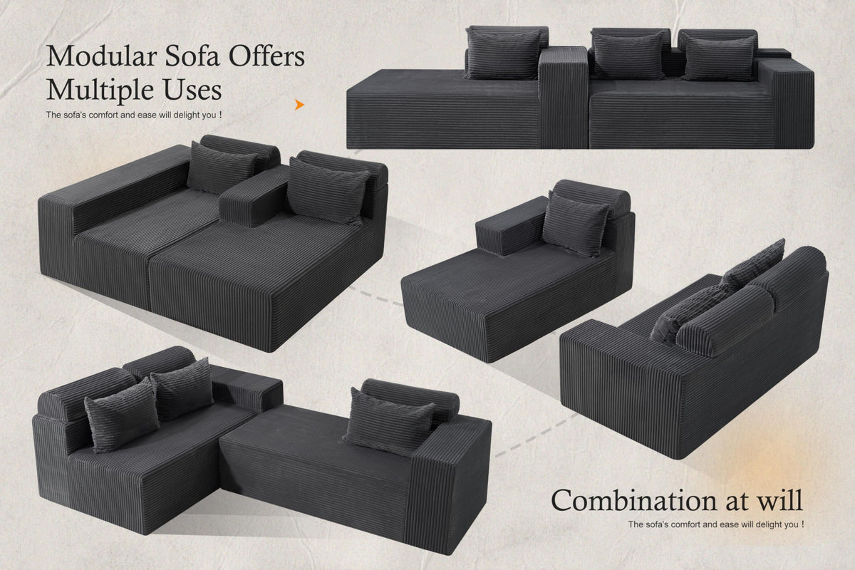 HABUTWAY Sectional Couches for Living Room,No Assembly L Shaped Couch 105" Modular Sectional Sofa Couch with Deep Seat,Cloud Couches Furniture Sets for Apartment,Corduroy (Dark Grey, Left Facing)