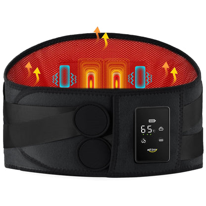 ALLJOY 67" Cordless Heating Pad for Back Pain Relief FSA Eligible HSA, Christmas Gifts for Women Men Mom Dad, Portable Lower Back Massager with 3 Heat 5 Vibration, Wireless Heating Pad for Cramps