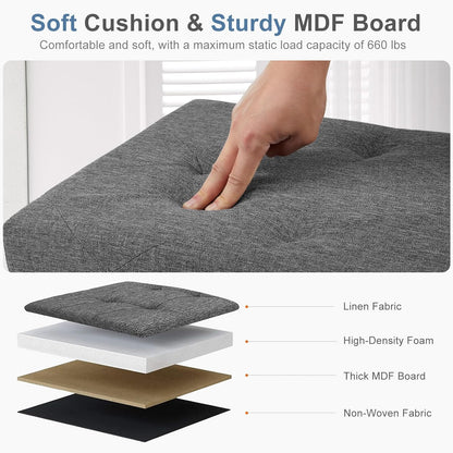 43in 660lbs, DUMOS Storage Ottoman Bench, Storage Chest, End of Bed Foot Rest Stool with Padded Seat, Bedroom Bench