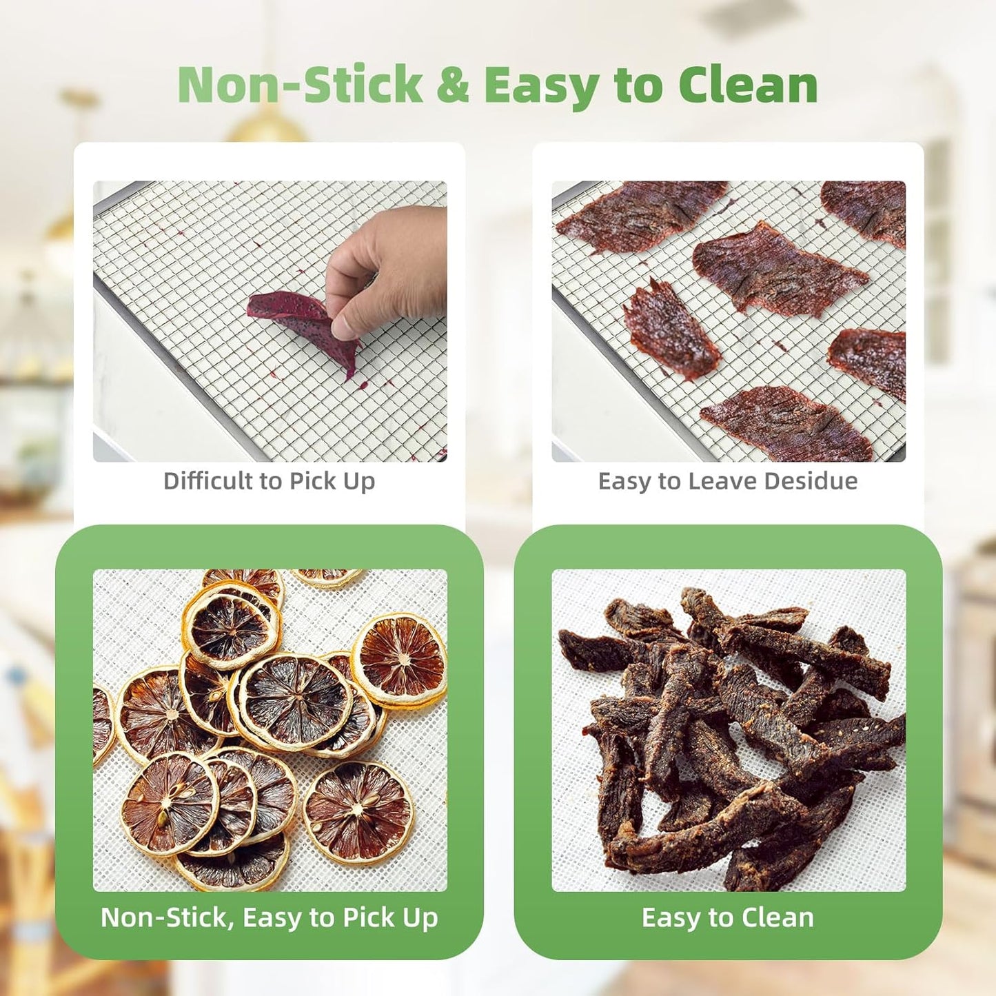 8 Pieces Premium Non Stick Silicone Dehydrator Sheets, Reusable Food Dryer Mats 12.6 * 12.6inch