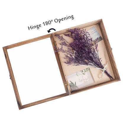 Hodeframe Shadow Box Frame 11x14, Wood Display Boxes with Linen Back - Large Shadow Box with Paulownia Wood and Real Glass Cover for Wall or Tabletop Display