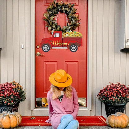 APCGSM 13PCS Interchangeable Diamond Painting Welcome Sign for Front Door Holiday Decor Red Truck Hanging Sign DIY Diamond Art Kits for Adults Interchangeable Seasonal Decor for Home Wall Farmhouse