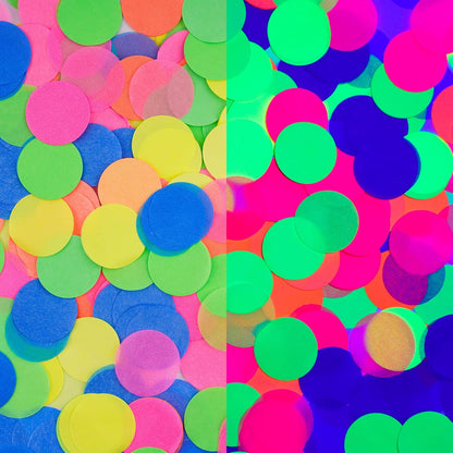 10000 pieces UV Neon Round Confetti - 5 Colors Neon Fluorescent Tissue Dot for Blacklight Party Supplies