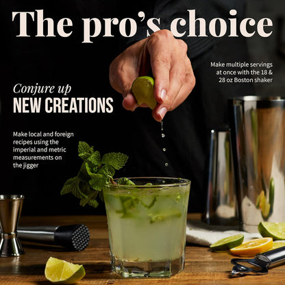 13 Set Mixology & Craft Bartender Kit - Piece Including Stainless Steel Cocktail Making with Bar Stand & Boston Shaker