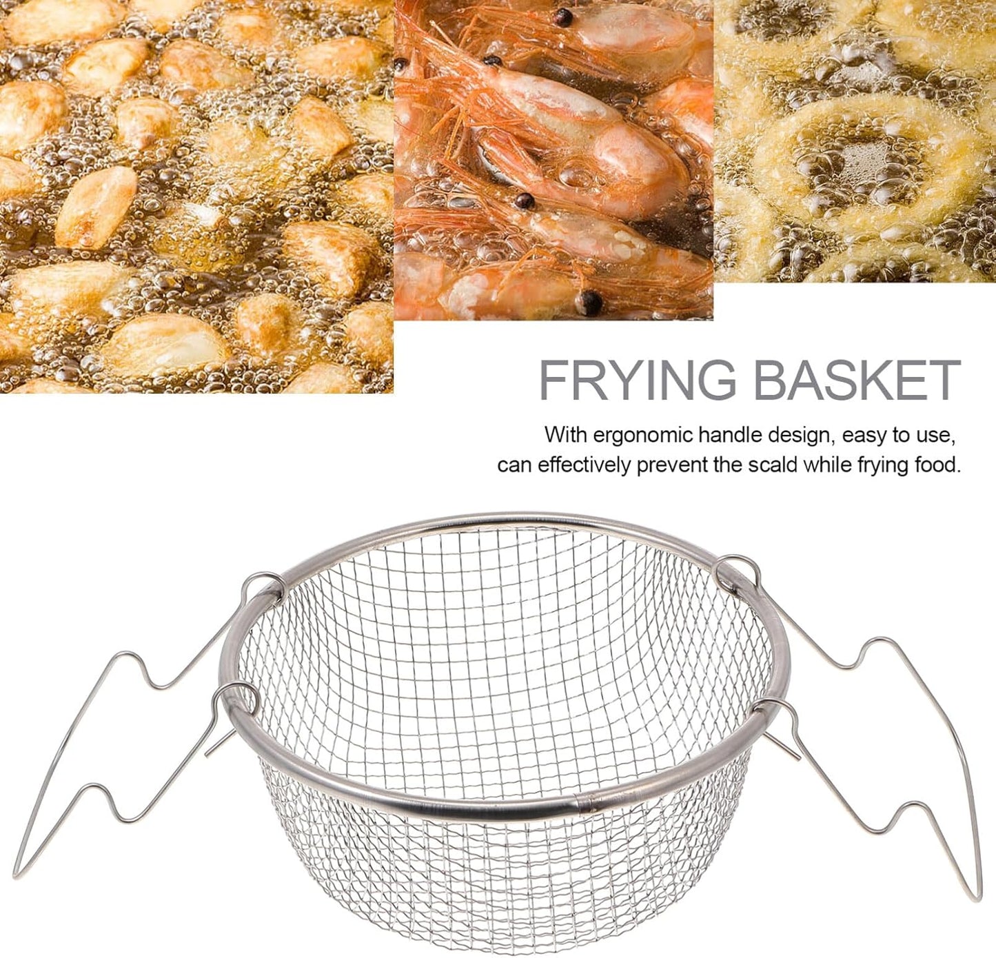 Potato Cooking Strainer, Stainless Steel Frying Basket, Foldable Colander for Steaming, Straining, Rinsing