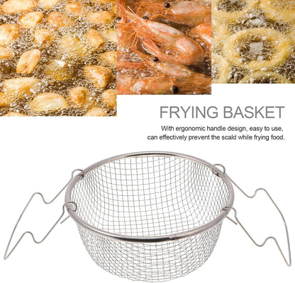 Potato Cooking Strainer, Stainless Steel Frying Basket, Foldable Colander for Steaming, Straining, Rinsing