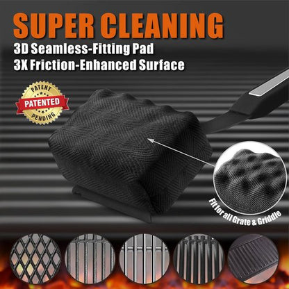 GRILLART Grill Brush - Bristle-Free BBQ Cleaner with Replaceable Head for Cast Iron & Stainless Steel Grates | Dark Black