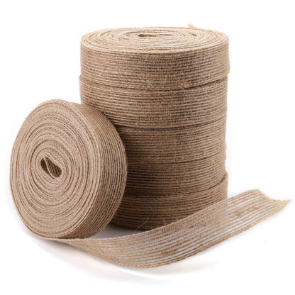 TOPZEA 6 Rolls Natural Burlap Ribbons, Jute Fabric Ribbon Crafts Ribbon Gift Ribbon for Wedding, Party, Wrapping Gifts, Easter Christmas Holiday Decoration, 11 Yards Each Roll, 0.8 Inch Wide