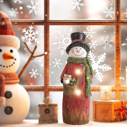 Smadeer Christmas Snowman | LED Light-Up Holiday Decor | 9.8-Inch Resin Figurine for Indoor Parties