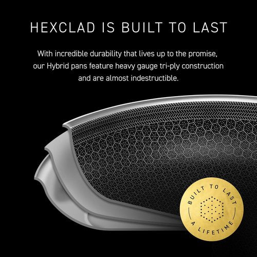HexClad Hybrid Nonstick 6-Piece Pot Set - Includes 2 Silicone Trivets & Tempered Glass Lids | Induction Ready, Dishwasher Safe