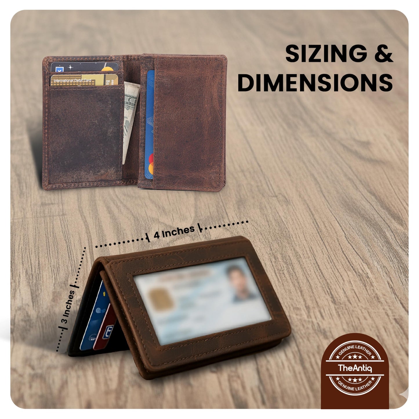 TheAntiq Leather Men Wallet, Business Card Case Expandable Bifold Card Holder for Men and Women Men's Purse RFID Wallet for Men- Brown