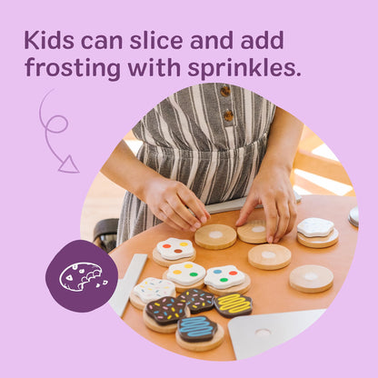 Melissa & Doug Slice & Bake Cookie Set with Wooden Play Food, Colorful Toppings & Play Kitchen Accessories, Preschool Learning Toys for Girls & Boys 3+