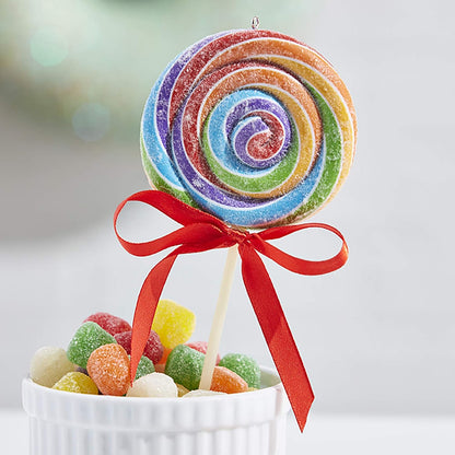 Raz 7" Rainbow Swirl Claydough Lollipop Christmas Ornament